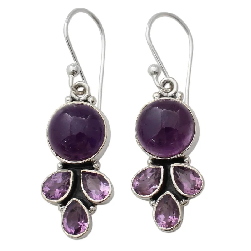 NOVICA Handmade Sterling Silver 'Lilac Color' Amethyst Earrings (India) - Purple - 1.6*0.4