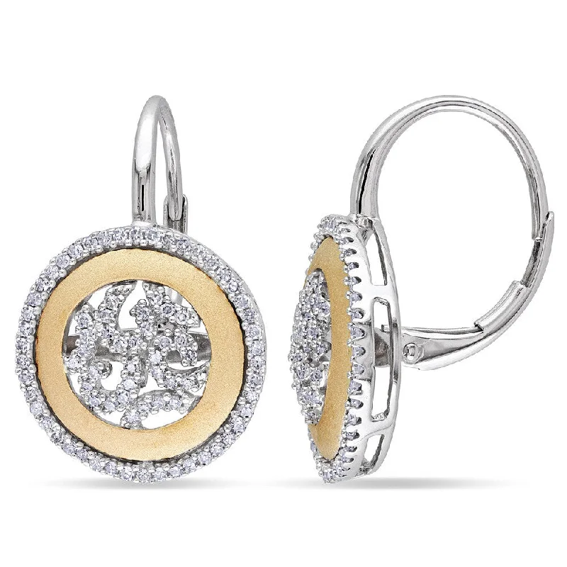 Miadora 14k Two-tone Gold 1/2ct TDW Diamond Halo Earrings