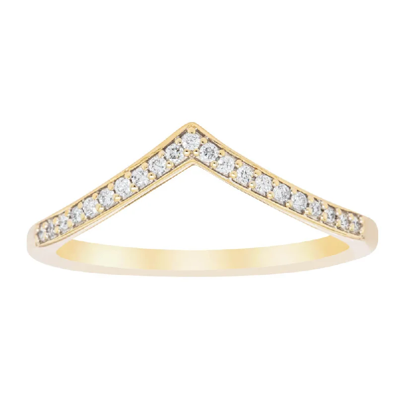 14ct Yellow Gold Diamond Chevron Band