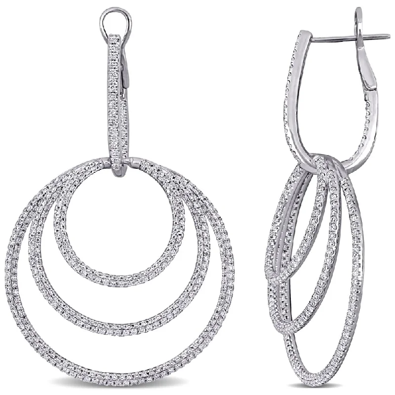 Miadora 14k White Gold 2 3/5ct TDW Diamond Interlinked Circular Drop Earrings