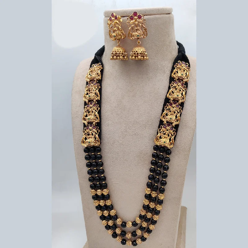 Jewel Addiction Copper Rajwadi Finish Temple Long Necklace Set