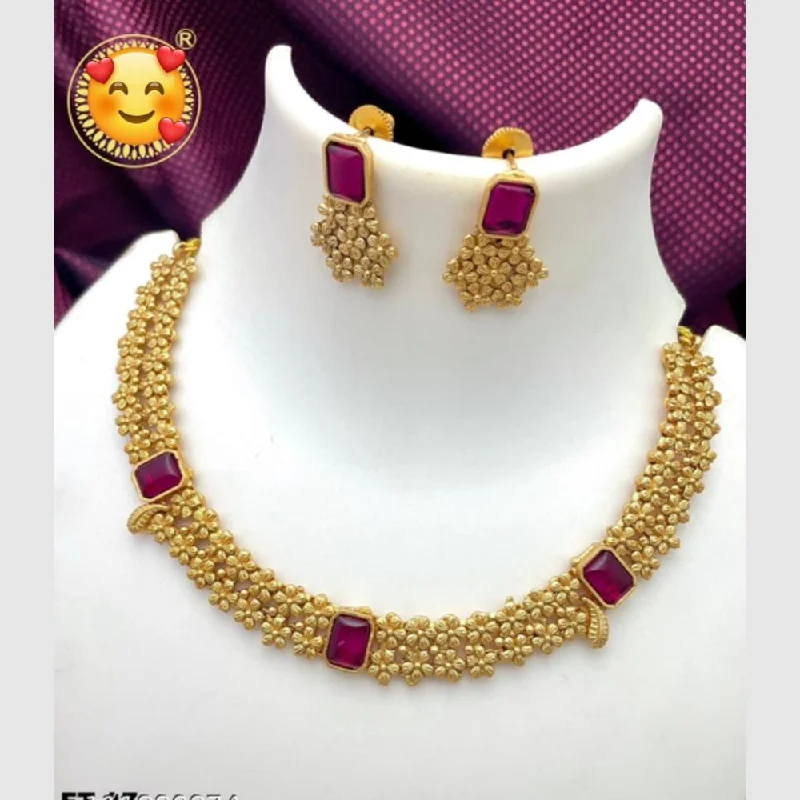 Manisha Jewellery Gold Plated Pota Stone Necklace Set