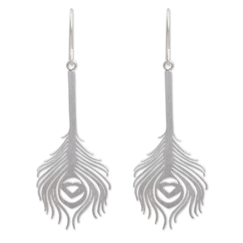 Handmade Sterling Silver 'Thai Peacock' Earrings (Thailand)