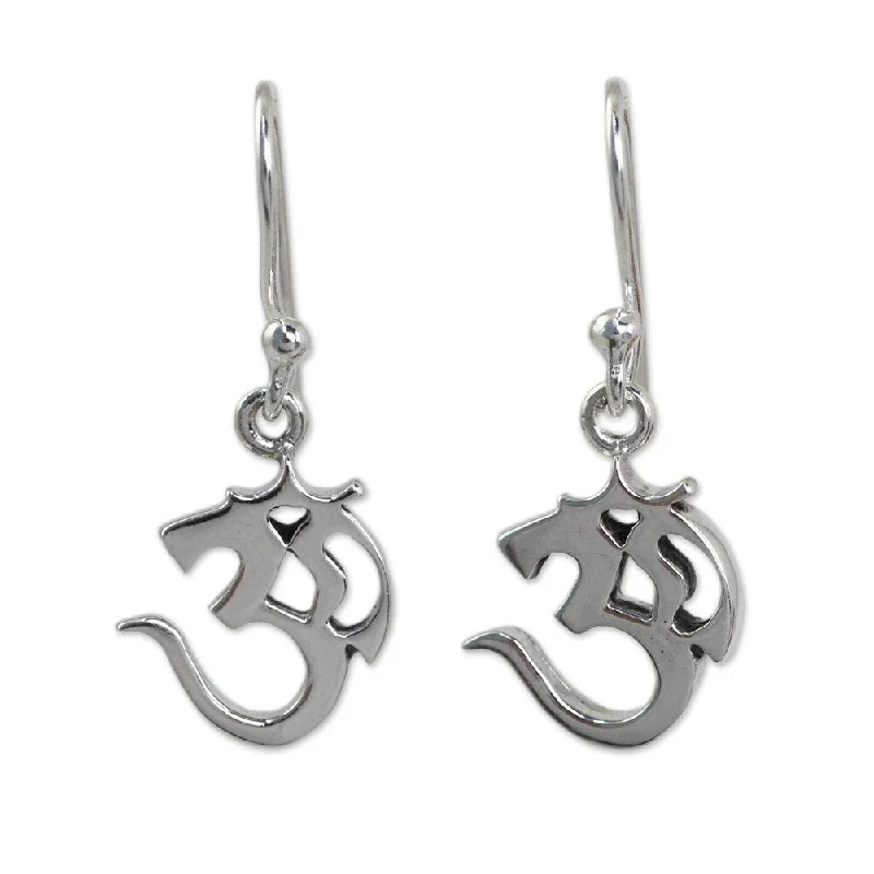 Handmade Sterling Silver 'Spirit Om' Earrings (Thailand)