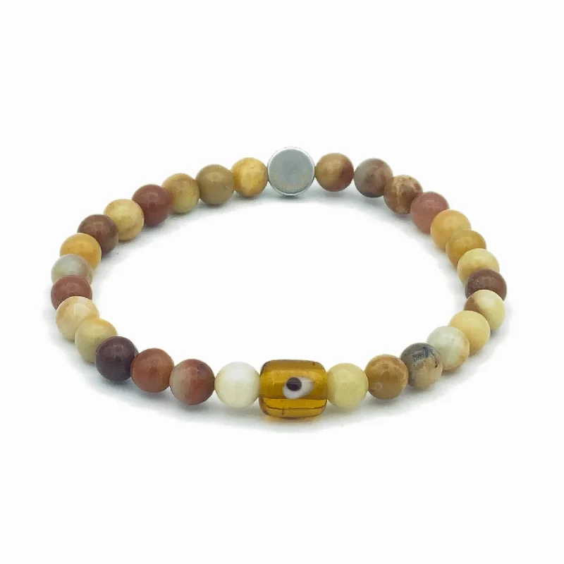 Evil Eye Glass And Gemstone Stretch Bracelet