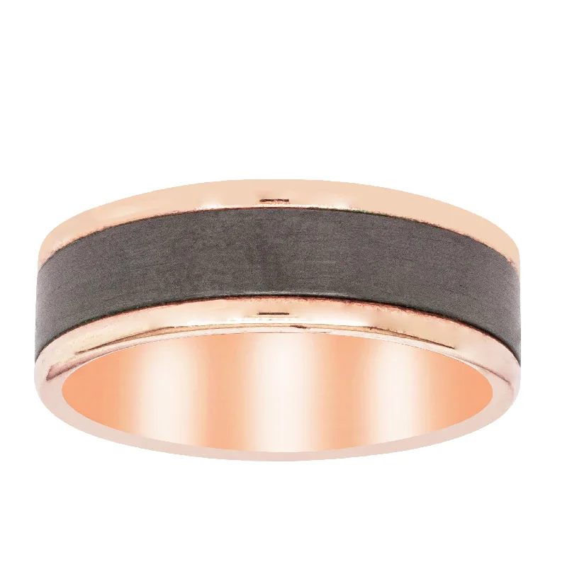 9ct Rose Gold & Black Zirconium 7mm Ring