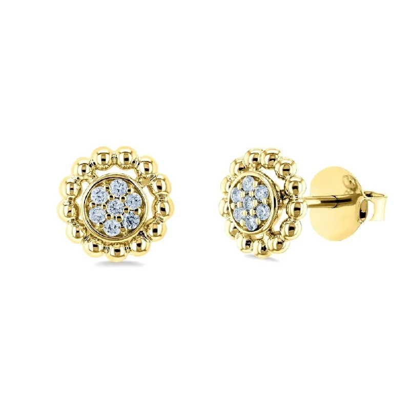 Annello by Kobelli 10k Gold 1/8ct TDW Round Diamond Cluster Flower Stud Earrings