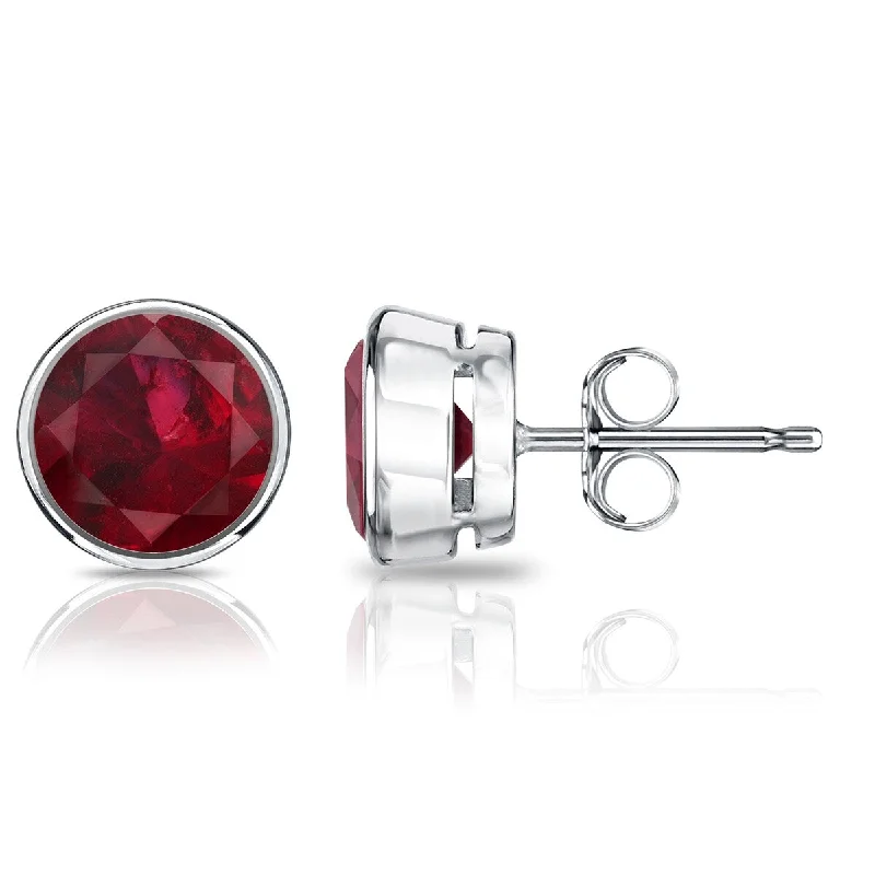 Auriya 14k Gold 1/2ctw Bezel-set Ruby Gemstone Stud Earrings