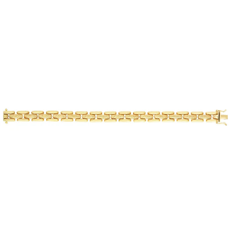 14kt Gold 8 inches Yellow Finish 10mm Polished Fancy Bracelet with Box+Figure 8 Clasp