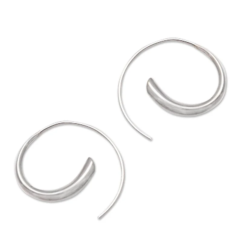 NOVICA Simple Loops, Sterling silver half-hoop earrings - 0.6" L x 0.1" W x 0.6" D