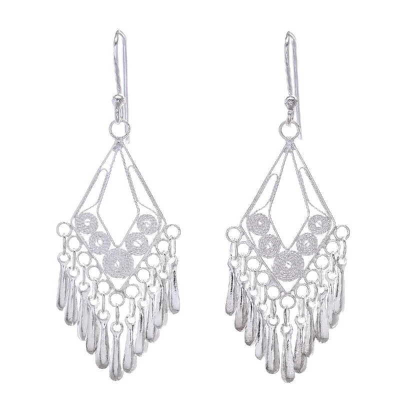 NOVICA Diamond Swing, Sterling silver filigree dangle earrings - 1.9*0.7