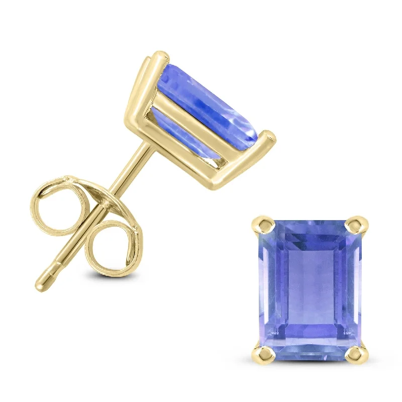 Marquee 14K Yellow Gold 5x3MM Emerald Shaped Tanzanite Earrings