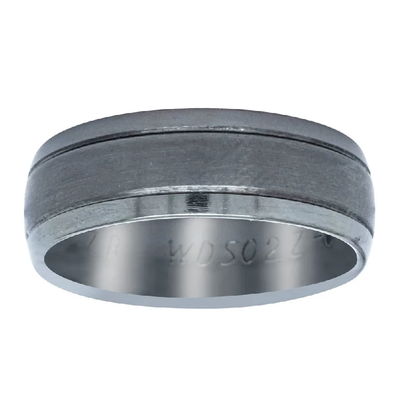 Black Zirconium Two Grooves Men's Ring