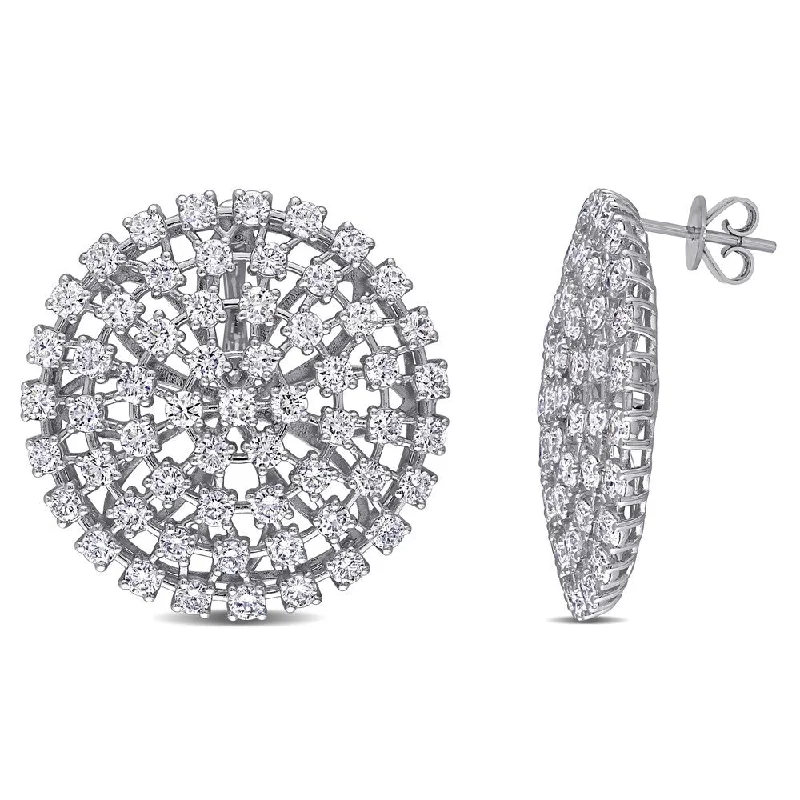 Miadora 14k White Gold 3 1/2ct TDW Diamond Circular Cluster Stud Earrings