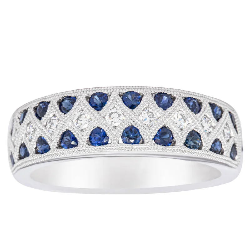 18ct White Gold Sapphire & Diamond Honour Band