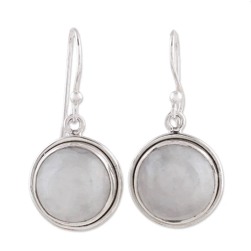 NOVICA Handmade Sterling Silver 'Alluring Mist' Rainbow Moonstone Earrings (India) - 1.3*0.6