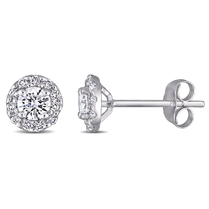 Created Forever™ 3/4ct TW Lab Grown Diamond Halo Stud Earrings in 14k White Gold