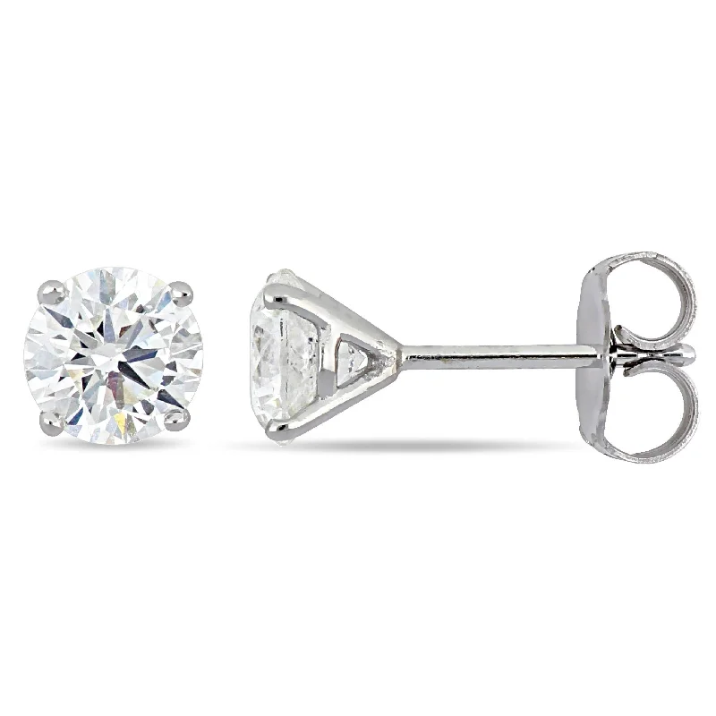 Miadora 1 2/5ct TDW Certified Diamond Solitaire Stud Earrings in 14k White Gold