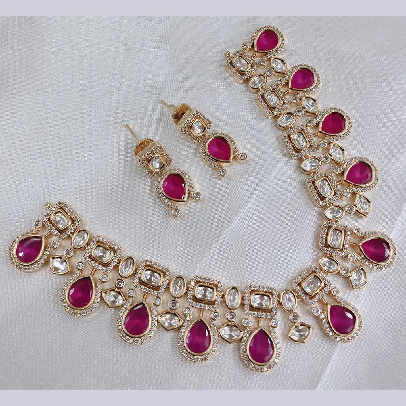 Akruti Collection Gold Plated Polki Kundan Necklace Set