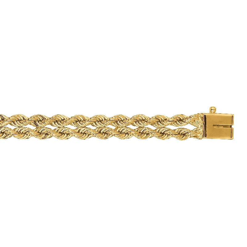 14kt 7 inches Yellow Gold 6.0mm Diamond Cut Multi Line Rope Chain with Box Catch Clasp