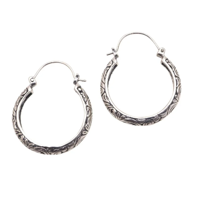 NOVICA Loop Tradition, Sterling silver hoop earrings - 1.1*0.2