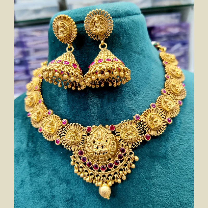 Jewel Addiction Copper Gold Plated Pota Temple Necklace Set