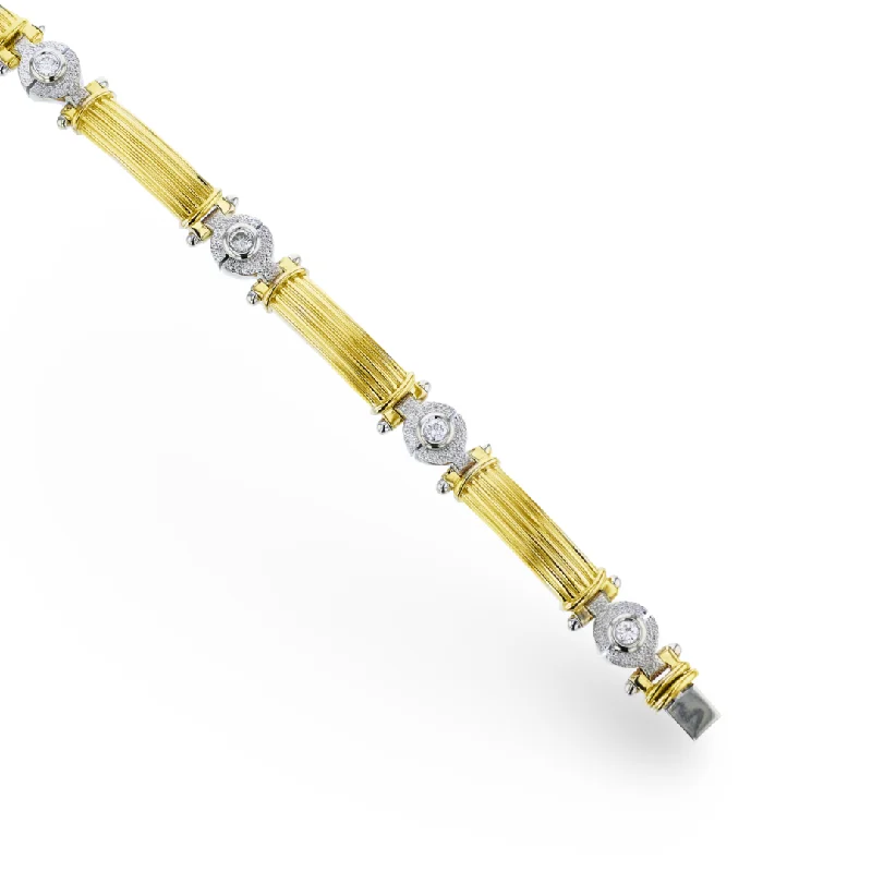 MEN'S 14KT WHITE & YELLOW GOLD 1.17CTW DIAMOND BRACELET