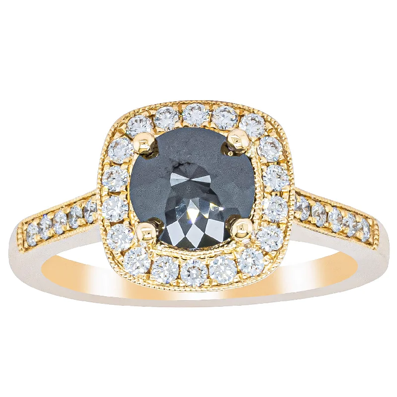 18ct Yellow Gold .79ct Black Diamond Aurora Ring