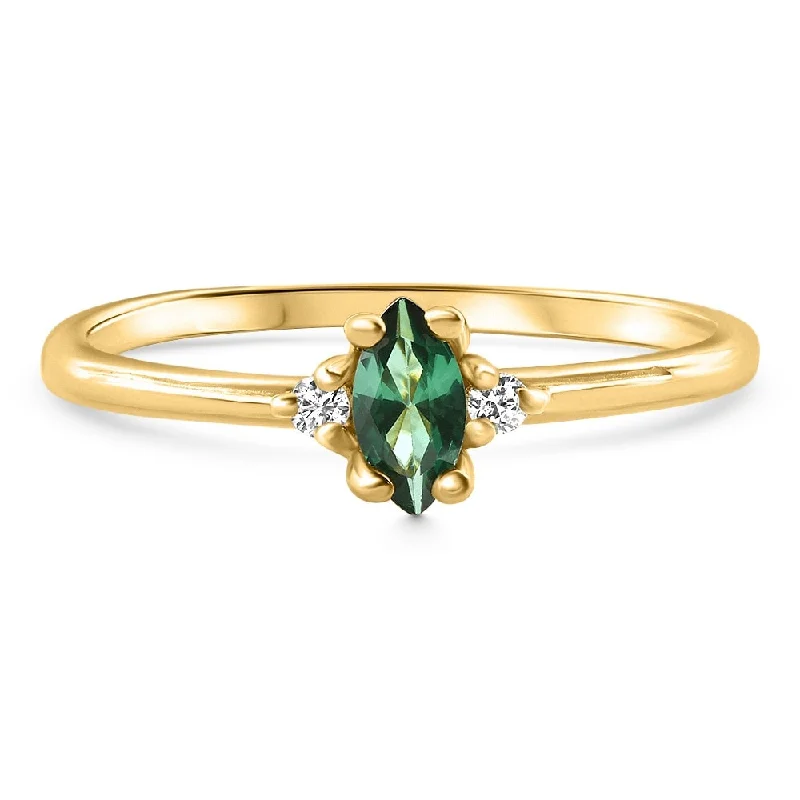 1/3Ct TW Marquise Emerald & Diamond Ring Gold Lab Grown