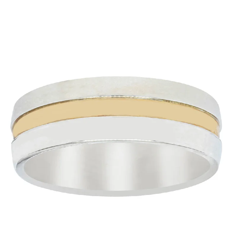 9ct White & Yellow Gold Polished 7mm Ring