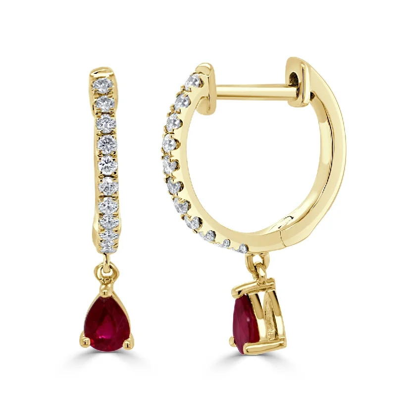 Joelle 14K Gold Birthstone Gem & Diamond Dangle Hoop Earrings