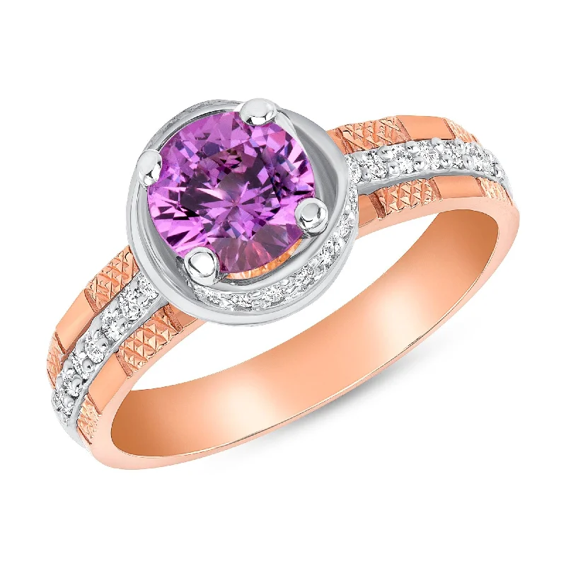 0.83 ct Pink Sapphire and Diamond Ring in 14k White Gold