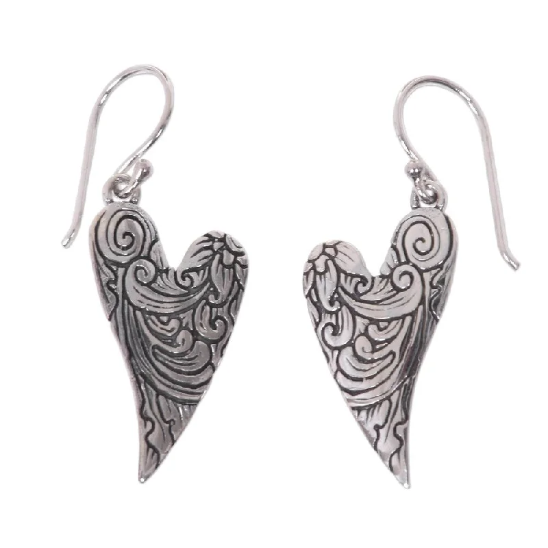 NOVICA Handmade Sterling Silver Dove Wings Earrings (Indonesia) - 1.6*0.6