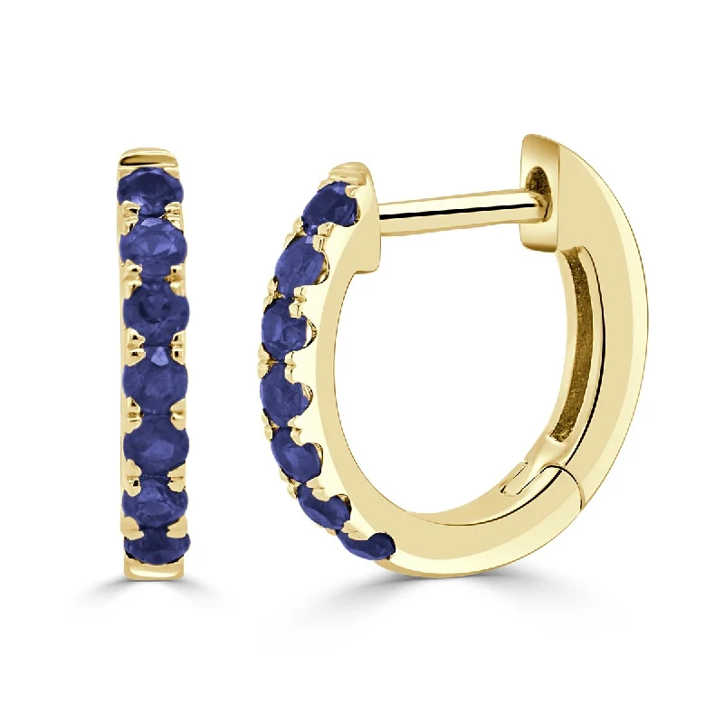 Joelle Sapphire Huggie Earrings 14K Gold 11mm