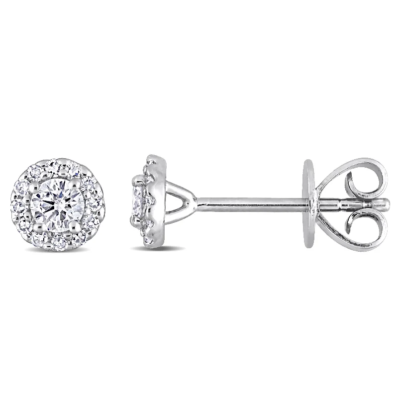 Miadora 1/3ct TDW Diamond Halo Stud Earrings in Platinum