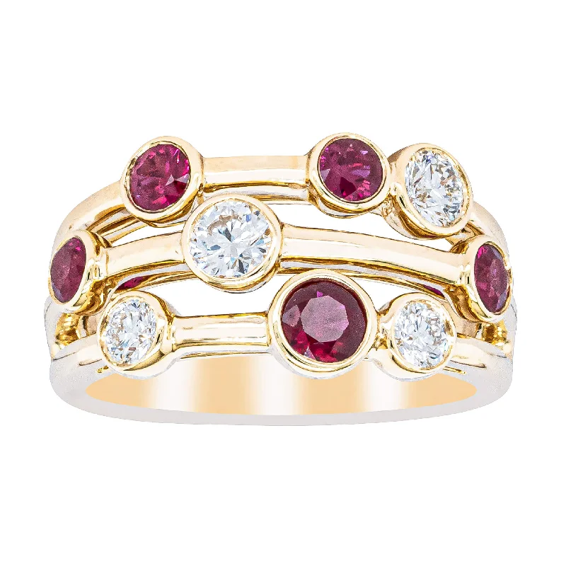 18ct Yellow Gold Ruby & Diamond Ring