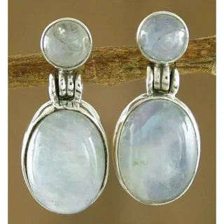 Handmade Sterling Silver Moonlight Delight Dangle Earrings (India)