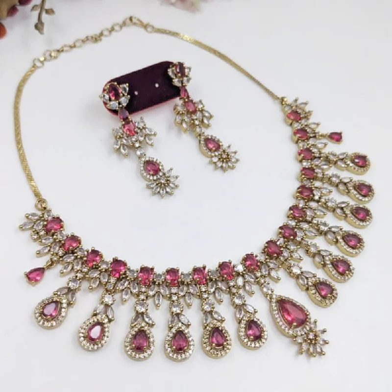 Aamrapali Gold Plated American Diamond Necklace Set