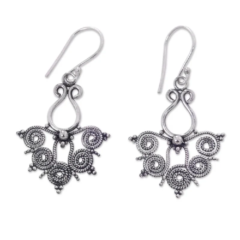 Handmade Butterfly Lace Sterling Silver Earrings (Indonesia)