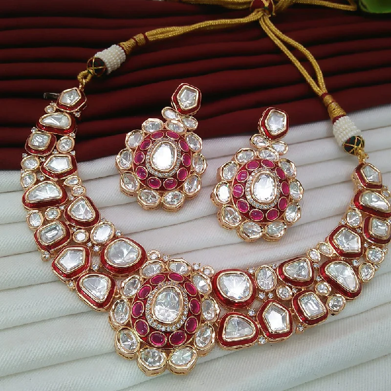 Everlasting Quality Jewels Gold Plated Polki Kundan Necklace Set