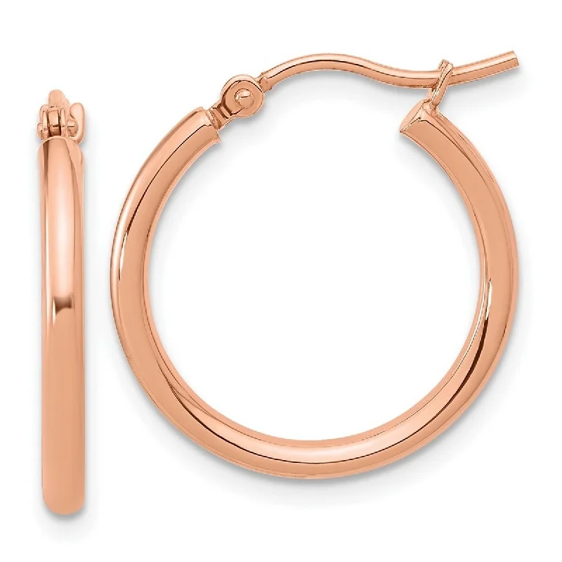 Curata 14k Rose Gold 20x2mm Polished Classic Hoop Earrings