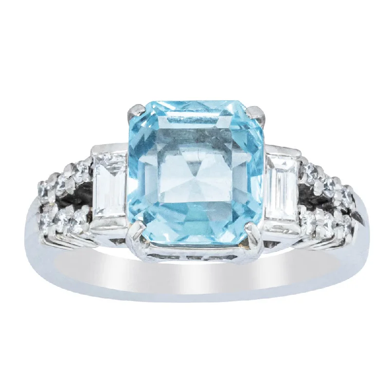 Deja Vu Platinum 2.52ct Aquamarine & Diamond Ring