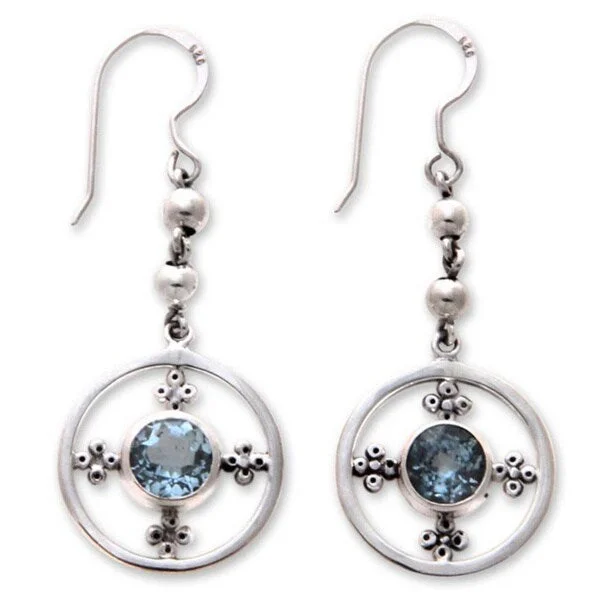 Handmade Sterling Silver 'Around the World' Blue Topaz Earrings (Indonesia)