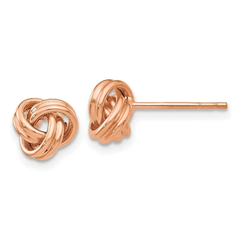 Curata 14k Rose Gold Polished 7mm Love Knot Post Earrings