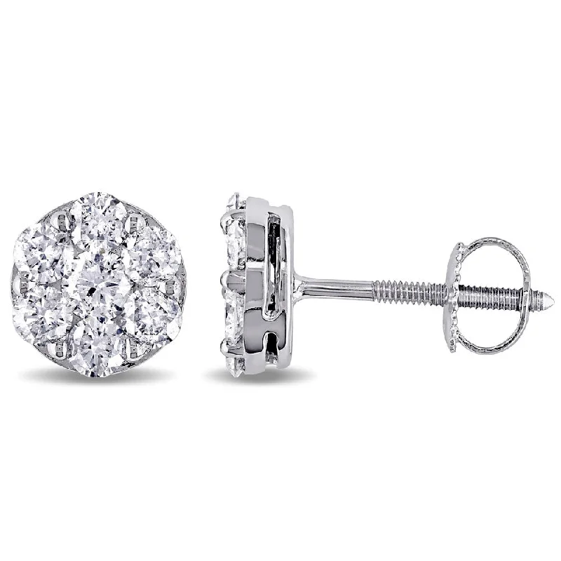 Miadora 14k White Gold 1 1/10ct TDW Diamond Stud Earrings