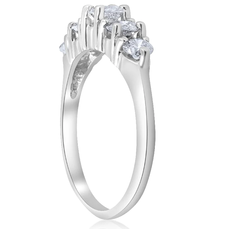 1 CT 5-Stone Graduated Diamond Ring White Gold