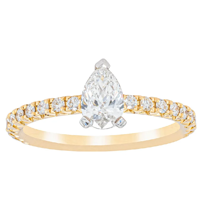 18ct Yellow Gold .50ct Pear Cut Diamond Comet Ring