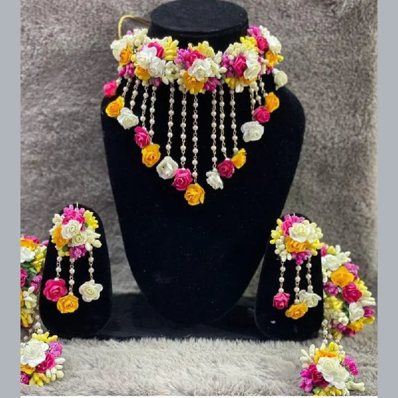 Akruti Collection Floral Jewellery Necklace Set