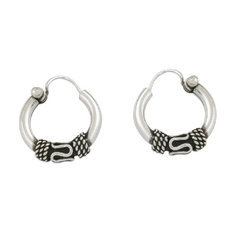 NOVICA Handmade Sterling Silver 'Thai Flair' Earrings (Thailand) - 0.5