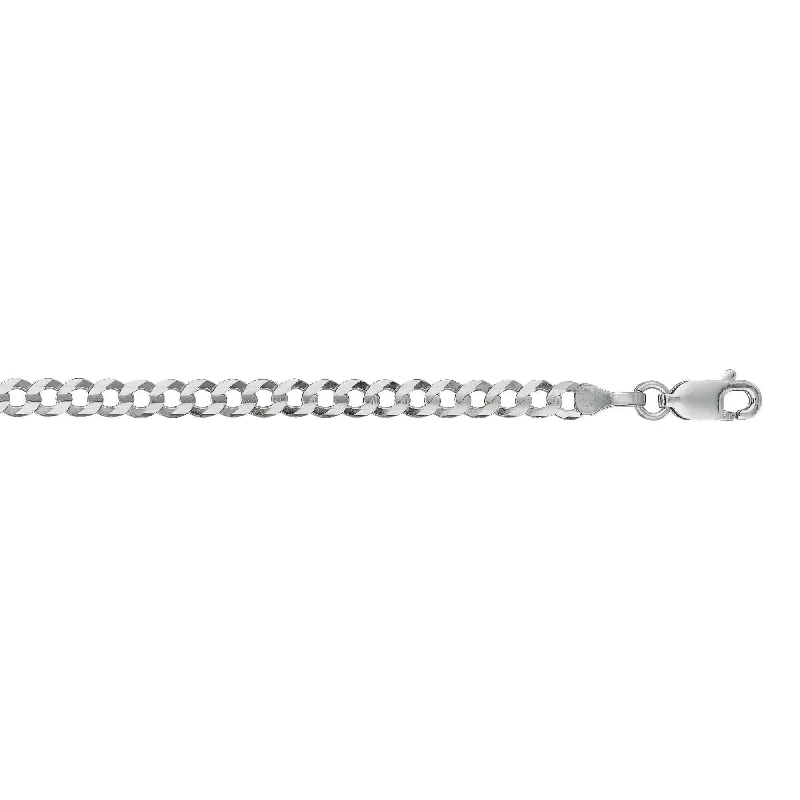 14kt 7 inches White Gold 3.6mm Diamond Cut Comfort Curb Chain with Lobster Clasp